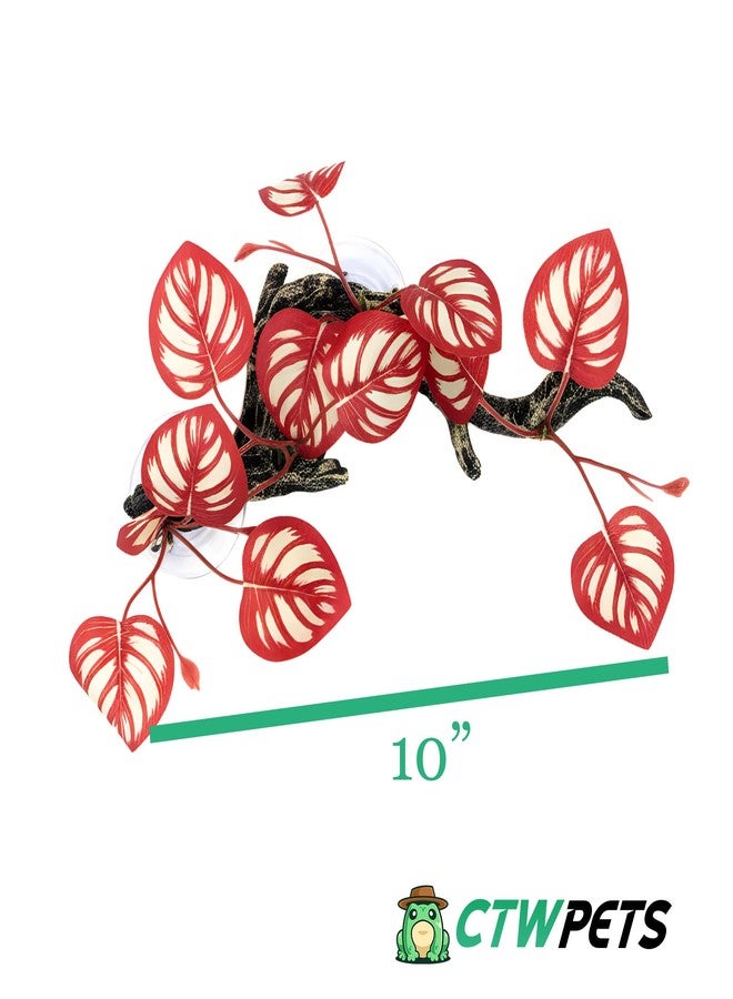 CTWPets Reptile Climbing Vine 2-Pack - Resin Driftwood with Suction Cups & Bendy Ivy (Medium-Large 10") for Terrariums, Geckos, Lizards, Snakes, and Reptile Habitats (Crimson Vein) - Image 3